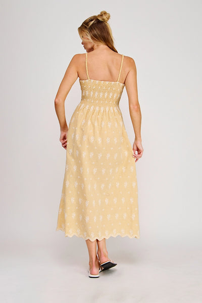 Floral Embroidered Gingham Maxi